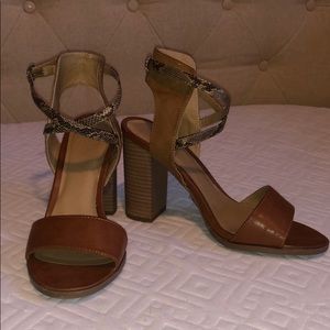 Charlotte Russe Tan and Snake Skin 4” Heels